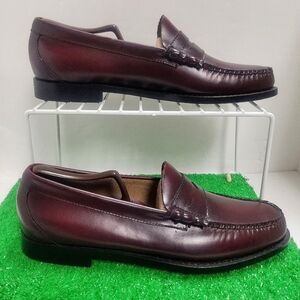 Gh Bass Weejuns Moc Toe Penny Loafer Slip On Leather Oxblood Cherry 9.5D Preppy